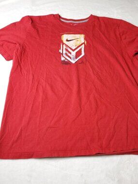 Nike T Shirt Mens 2XL XXL Red Short Sleeve Activewear Regular Fit Casual Swoosh